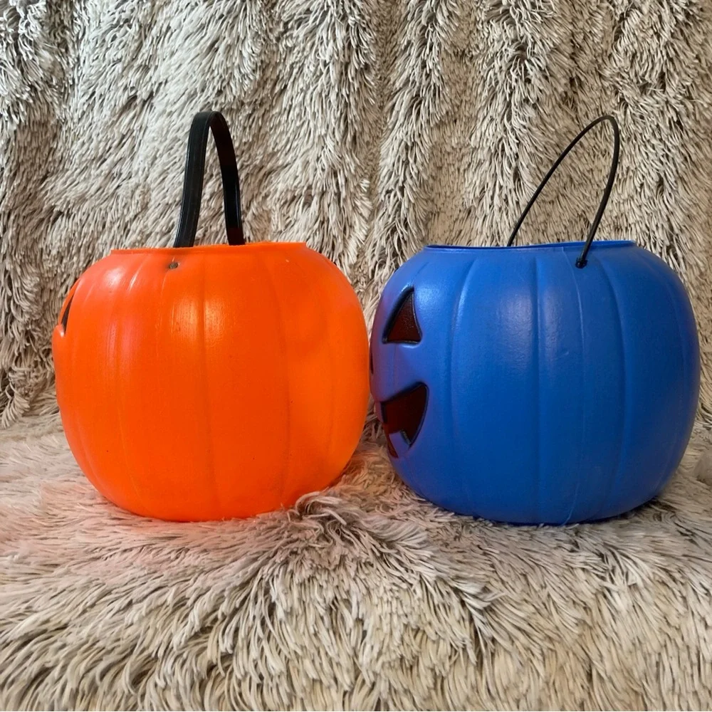 Vintage orange Empire/Blue General Foam blow mold JackOLantern Halloween bucket‎